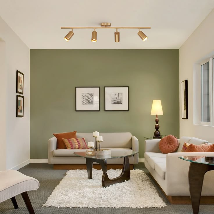 Freshly painted living room interior with clean trim lines